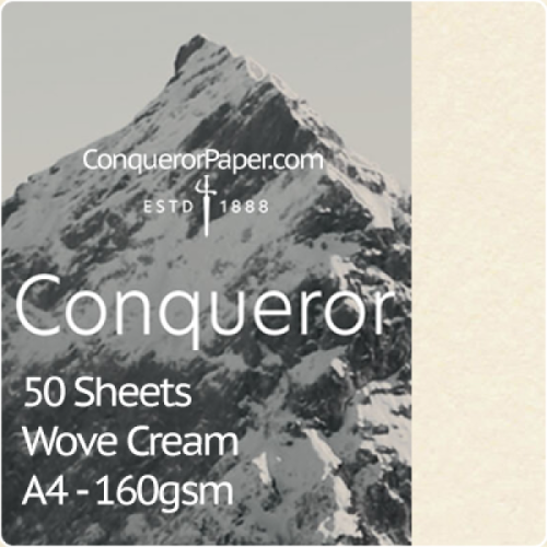 SMALL PACK - Cream, FINISH:Wove, PAPER:160gsm, SIZE:A4-210x297mm, QTY:50Sheets, WATERMARK:No